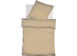 Bettwäsche FLEURESSE "Colours in 135x200, 155x220 oder 200x200 cm", beige, B/L: 155cm x 200cm, 1 Stk., 1 Stk., Interlock-Jersey, B/L: 80cm x 80cm, 2 Stk., Interlock-Jersey, Obermaterial: 100% Baumwolle, Bettwäsche, Bettwäsche, Bettwäsche aus 100% Baumwolle, uni, mit Reißverschluss