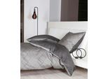 Bettwäsche JANINE "J. D.", schwarz (anthrazit platin), B/L: 135cm x 200cm, 1 Stk., 1 Stk., Mako-Satin, B/L: 80cm x 80cm, 2 Stk., Mako-Satin, Obermaterial: 100% Baumwolle, Bettwäsche, Bettwäsche, Bettwäsche aus Baumwolle, mit Rauten-Design
