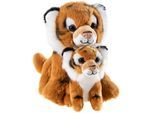 Kuscheltier HEUNEC "Misanimo, Tiger mit Baby 25 cm", braun (braun, weiß), Plüschfiguren, Kinder, Polyester, Kuscheltier