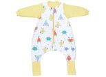 Babyschlafsack SCHLUMMERSACK "Schlafsack mit Füßen 2.5 Tog", Baby, Gr. L: 70cm, gelb (fruchtathleten), Obermaterial: 100% Baumwolle CO., Schlafsäcke