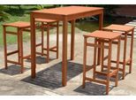 Garten-Essgruppe GARDEN PLEASURE "PALMDALE", braun (holzfarben), Sitzmöbel-Sets, Garten-Essgruppe, 5-tlg., 4 Barhocker, Tisch 60x120 cm, Eukalyptus