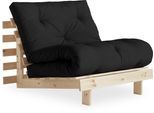 Daybett KARUP DESIGN "Roots Sofa Bed, Schlafsofa, Bettfunktion, FSC-Massivholz, B: 90 cm", grau (dunkelgrau), B:90cm H:85cm, Bezug: 80% Baumwolle, 20% Polyester, Daybetten, Daybett, Inkl. Futonmatratze. Made in Europe, minimalistisches Design