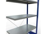 Schulte Lagertechnik Fachbodenregal Stecksystem MultiPlus250, Anbauregal, 5 Fachböden, Kreuzstrebe, B 1000 x T 500 x H 2000 mm, Enzianblau RAL 5010