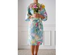 Kimono APELT "Tulip 120x110", bunt (blau), L:110cm, Baumwolle, Hausmäntel, Kimono, Kimono mit Bindeband Größe120x105, Baumwoll-Satin, Digitaldruck