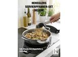 Servierpfanne HENSSLERS "Premium, Pfanne Glasdeckel, inkl. Abgießhilfe & Grillzange - 4tlg.", silber (silberfarben), B:33,5cm L:43cm Ø:32cm, Pfannen, Servierpfanne