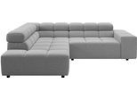 Ecksofa HOME AFFAIRE "Ancona, Ecksofa, incl. Kopfteilverstellung, Breite 249 cm, L-Form", grau (silber), B:249cm H:70cm T:215cm, 100% Polyester, Sofas, Ecksofa, wahlweise elektrische Sitztiefenverstellung