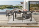Garten-Essgruppe DESTINY "LUCCA CREMONA 4 Se + Tisch 160x90cm grau", grau (grau, anthrazit, anthrazit), Polyester, Aluminium, Glas, Keramik, Polyester, Sitzmöbel-Sets, Garten-Essgruppe, Aluminium, Rope, Tischplatte: Glas mit Keramiküberzug