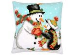Kreuzstichkissen "Schneemann & Pinguin"