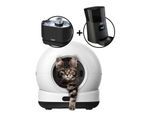 Zedar Selbstreinigende Katzentoilette - Trinkbrunnen für Katze Kabellos - futterautomat für katzen - K1200 PRO + A600 + WF600