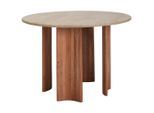 Livetastic Esstisch Travertin, Natur, Holz, Stein, Akazie, massiv, Holz, rund, C-Form, Handmade in India, in verschiedenen Holzdekoren erhältlich, Esszimmer, Tische, Esstische, Esstische rund
