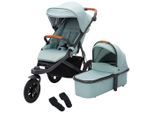 Fillikid Jogger Set Jogger Run, Salbeigrün, Textil, 57x107x125 cm, Feststellbremse, Federung, 5-Punkte-Gurt, Handbremse, abnehmbarer Schutzbügel, Baby on Tour, Kinderwagen, Sport-Kinderwagen