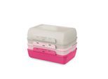 Lunchbox EMSA "Variabolo", grau, pink, B:11,8cm H:10,8cm L:16cm, Polyprophylen (PP), Lebensmittelaufbewahrungsbehälter, Lunchbox, platzsparend, verschiedene Farbkombinationen, spülmaschinenfest