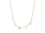 Kette mit Anhänger S.OLIVER "Love", gelbgoldfarben, kristallweiß, Halsketten, Damen, Edelstahl, L: 47 B: 1,7mm, mit Zirkonia (synth.), B:1,7mm