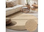 Teppich HANSE HOME "Rangpur Juteteppich, in rund und oval", beige (elfenbein), B:100cm H:10mm L:100cm, Jute, Teppiche, Teppich, handgewebt, 100% Jute, Natur, Wohnzimmer, Flur, Boho, Skandi