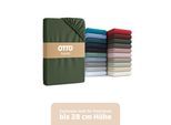 Spannbettlaken OTTO HOME "BLACKBERRY in BASIC und PREMIUM Qualität, 100% Baumwolle", grün (dunkelgrün), B:70cm L:140cm, Jersey (160 g/m²), Obermaterial: 100% Baumwolle, Bettlaken, Spannbettlaken, für hohe Matratzen bis 28 cm, Bettlaken, Spannbetttuch, pflegeleicht, Topseller