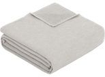 Wohndecke IBENA "Charlotte mit GOTS", beige (hellgrau), B:70cm L:100cm, Baumwolle, Wohndecken, Wohndecke, mit gewebter Struktur