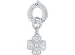 Charm-Einhänger AMOR "Kleeblatt", silber (silberfarben, kristallweiß, kristallweiß), Charms, Damen, Silber 925 (Sterlingsilber), mit Zirkonia (synth.)