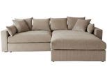Ecksofa OTTO HOME "Cosy Lounge L-Form, Breite 268 cm", taupe, B:268cm T:198cm, 100% Polyester, Sofas, Ecksofa, Mega-Sofa mit Cordstoff bezogen, mit Federkern & 5 Zierkissen