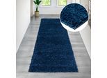 Hochflor-Teppich OTTO HOME "Viva Shaggy, in Standard- und Premium-Qualität, 30 mm oder 45 mm Höhe" Gr. 11, blau (dunkelblau), B:67cm H:30mm L:230cm, Kunstfaser, Teppiche, Uni Farben, einfarbig, weich, kuschelig, Läufer, Kundenliebling
