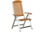 Gartenstuhl MERXX "Keros", braun (hellbraun), B:60cm H:115cm T:69cm, Edelstahl, Massivholz, Stühle, Gartenstuhl, Edelstahl/Akazie, verstellbar