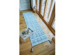 Läufer geometrisch Beige-Türkis 60 x 200 cm - DARTMOOR Kadima Design
