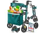 KESSER® Leichtgewicht Rollator faltbar mit Sitz, Griff, Tasche, schmal für Senioren Wohnung, Klappbar, Höhenverstellbar, Reflektoren All Gelände Reifen Indoor-& Outdoor, Gehhilfe, Laufhilfe