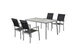 Gardenson , Silberfarben, Schwarz , Metall, Textil , Uni , Stühle stapelbar, Tisch mit Glasplatte ,