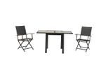 Gardenson , Graphitfarben, Grau , Metall, Textil , Uni , Tisch ausziehbar, Stuhl klappbar ,