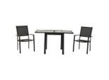 Gardenson , Graphitfarben, Grau , Metall, Textil , Uni , Tisch ausziehbar, Tisch mit Glasplatte ,