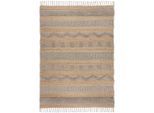 Flair Rugs , Naturfarben , Textil , Streifen , rechteckig , 160x230 cm , Reach, AZO-frei, Handmade in India , für Fußbodenheizung geeignet, pflegeleicht ,