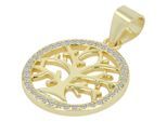 Kettenanhänger ADELIA´S "Anhänger – Lebensbaumanhänger aus 925 Silber mit Zirkonia", gold, Schmuckanhänger, Damen, Silber 925 (Sterlingsilber), Kettenanhänger, Ein kleines Geschenk mit großer Wirkung