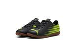 Fußballschuh PUMA "ATTACANTO II IT JR", Mädchen, Gr. 35,5, schwarz (puma schwarz, lime squeeze), Synthetik, bedruckt, Schuhe Fußballschuh, für Hallenböden, mit weichem Synthetik-Obermaterial