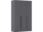 Kleiderschrank OTTO HOME "Mehrzweckschrank Aktenschrank Möbel Mietswohnung Schlafzimmer AVOLA", grau (graumetallic), B:136cm H:229cm T:54cm, Holzwerkstoff, Schränke, Kleiderschrank, mit hochwertigen Stangengriffen in Schwarz aus Metall MADE IN GERMANY