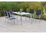Garten-Essgruppe MERXX "»Milano«", schwarz (schwarz, schwarz, silber), Aluminium, Polyester, Sicherheitsglas, Sitzmöbel-Sets, Garten-Essgruppe, Tisch: LxB: 150x90 cm