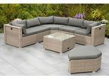 Gartenlounge-Set MERXX "Rivello", beige, B:225cm H:63cm T:225cm, Kunststoff, Stahl, Sitzmöbel-Sets, Gartenlounge-Set, inkl. Auflagen, Aufstellmaß BxTxH: 225x225x63 cm