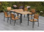 Garten-Essgruppe MERXX "Santorin", grau (graphit, natur), Aluminium, Massivholz, Sitzmöbel-Sets, Garten-Essgruppe