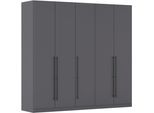 Kleiderschrank OTTO HOME "Mehrzweckschrank Aktenschrank Möbel Mietswohnung Schlafzimmer AVOLA", grau (graumetallic), B:226cm H:229cm T:54cm, Holzwerkstoff, Schränke, Kleiderschrank, mit hochwertigen Stangengriffen in Schwarz aus Metall MADE IN GERMANY