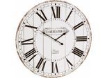 Wanduhr OTTO HOME "Cafe de la tour", weiß, B:60cm H:60cm T:4,5cm, Wanduhren, Wanduhr, römische Ziffern, rund, Ø 60 cm, Vintage-Look