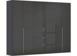 Drehtürenschrank OTTO HOME "Kleiderschrank Schrank Garderobe AGORDO mit Dekor- oder Hochglanzfront", grau (graumetallic, hochglanz effektgrau), Schränke, B/H/T: 271cm x 210cm x 54cm, Griffe Alufarben, Holzwerkstoff, Drehtürenschrank, mit Außenschubkästen, Serie in 7 Breiten und 2 Höhen MADE IN GERMANY, B:271cm H:210cm T:54cm