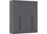 Kleiderschrank OTTO HOME "Mehrzweckschrank Aktenschrank Möbel Mietswohnung Schlafzimmer AVOLA", grau (graumetallic), B:181cm H:229cm T:54cm, Holzwerkstoff, Schränke, Kleiderschrank, mit hochwertigen Stangengriffen in Schwarz aus Metall MADE IN GERMANY