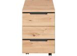 Rollcontainer INNOSTYLE, braun, B:45cm H:66cm T:55cm, ABS-Kunststoff, Dekorfolie, Hartfaserplatte, Holzwerkstoff, Kunststoff, MDF, Rollwagen, Rollcontainer