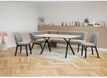 Eckbankgruppe OTTO HOME "Aretha Essecke, Sitzgruppe, Eckbank, Küchenbank", grau (antarctica, schwarz), B:215cm H:87cm T:150cm, 90% PES, 5% Nylon, 5% Rayon, Sitzmöbel-Sets, Eckbankgruppe, Esszimmer Sitzgruppe, Tisch, Stühle und Bank gepolstert, Nosagfederung