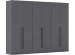 Kleiderschrank OTTO HOME "Mehrzweckschrank Aktenschrank Möbel Mietswohnung Schlafzimmer AVOLA", grau (graumetallic), B:271cm H:229cm T:54cm, Holzwerkstoff, Schränke, Kleiderschrank, mit hochwertigen Stangengriffen in Schwarz aus Metall MADE IN GERMANY