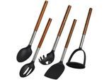 Kochbesteck-Set KESPER "Küchenhelfer", braun (natur), Holzwerkstoff, Kunststoff, Metall, Kochbesteck-Sets, Kochbesteck-Set, aus FSC-zertifiziertem Akazienholz/Edelstahl/Kunststoff