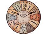 Wanduhr OTTO HOME "Old Town", bunt, B:34cm H:33,8cm T:4,5cm, Wanduhren, Wanduhr, rund, Ø 34 cm, Vintage-Look