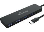 MediaRange USB Typ-C Verteiler, 4 Ports, für USB 3.0 und 2.0, Plug-and-Play, schwarz