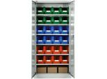 Materialschrank MSI 2409, mit 24 Kästen LF 322, 6 Fachböden, B 950 x T 400 x H 1935 mm, Stahl, lichtgrau