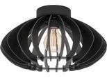 EGLO Deckenleuchte "Cossano 3 Deckenlampe, Vintage, Retro, Japandi, E27, Flurlampe, Lampe", schwarz, 1, Ø 38cm H: 21,5cm, 1 Stk., Leuchten, Wand-/Deckenleuchte - H21,5 x Ø38 cm - schwarz - 1X40W exkl., Deckenleuchte