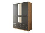 Kleiderschrank PRIESS "Schrank Garderobe Wäscheschrank Barcelona in 5 Breiten", braun (eichefarben artisan, schwarz), B:140cm H:193cm T:54cm, Holzwerkstoff, Schränke, Kleiderschrank, viel Stauraum, geräumige Schubkästen, mit Spiegel, MADE IN GERMANY