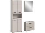 Badmöbel-Set WELLTIME "FLORENZ, 3-teilige Badkombination, hochwertige MDF-Front", beige (kaschmir), B:135cm H:185cm T:30cm, Holzwerkstoff, MDF, Kastenmöbel-Sets, Badmöbel-Set, Bad-Kombination, Bad-Möbel, Badezimmer, Kombination, Kombi